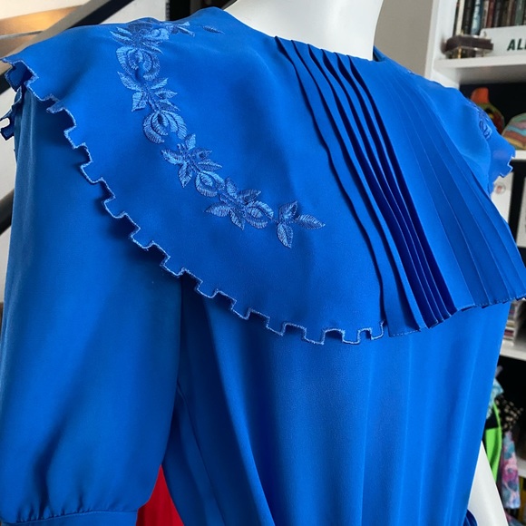 SOLDSOLDSOLD VTG 1980s bluebell secretary dress - Picture 3 of 6